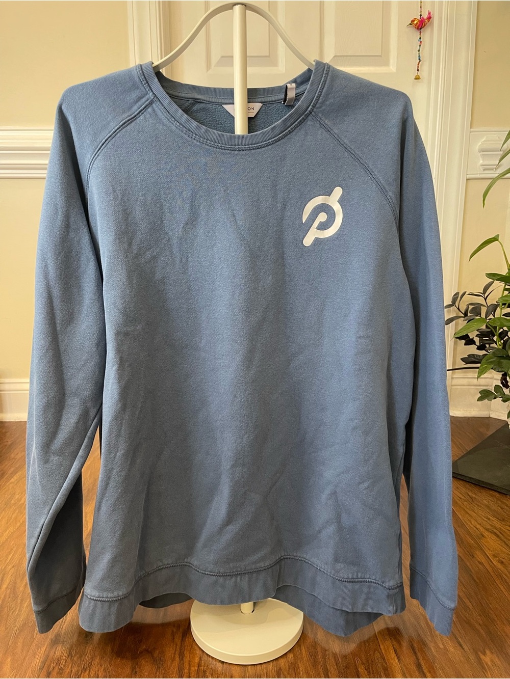 Peloton Crewneck Sweatshirt Blue White P Chest Logo Mens Size 2XL